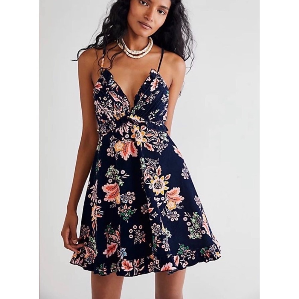 Free People Cord Looking Glass Mini Navy